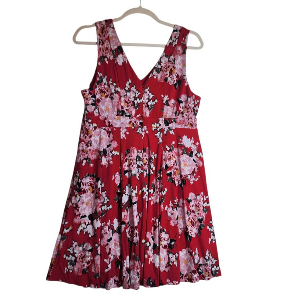 Torrid Red Floral V-Neck Fit and Flare Skater Dress Womens Plus Size 20